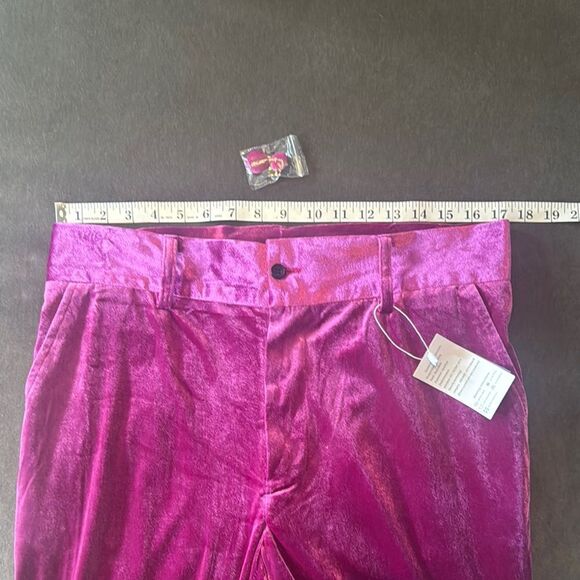 Women’s Pink Double Breasted Velvet 2 Piece Pant Suit Peak Lapel Size L NWT - Picture 10 of 13